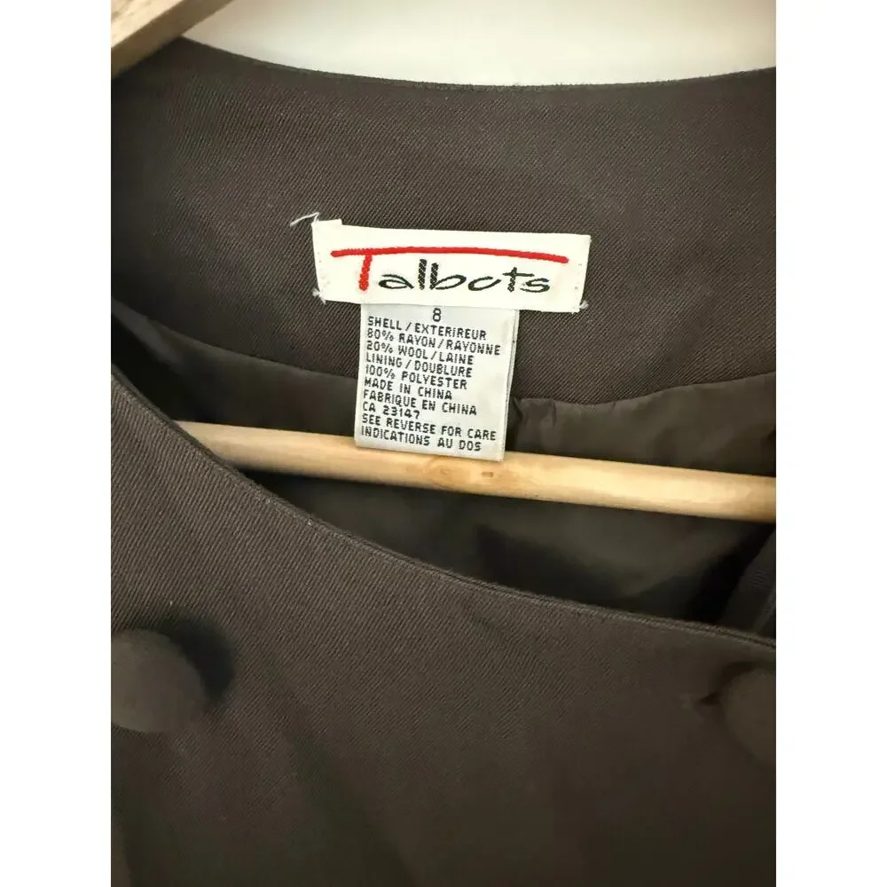 Vintage Talbots Olive Green Military Midi Dress Wool Blend Size‎ 8 ✨